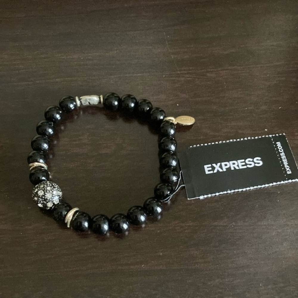 Express Black Bracelet with Gold and Silver Accents